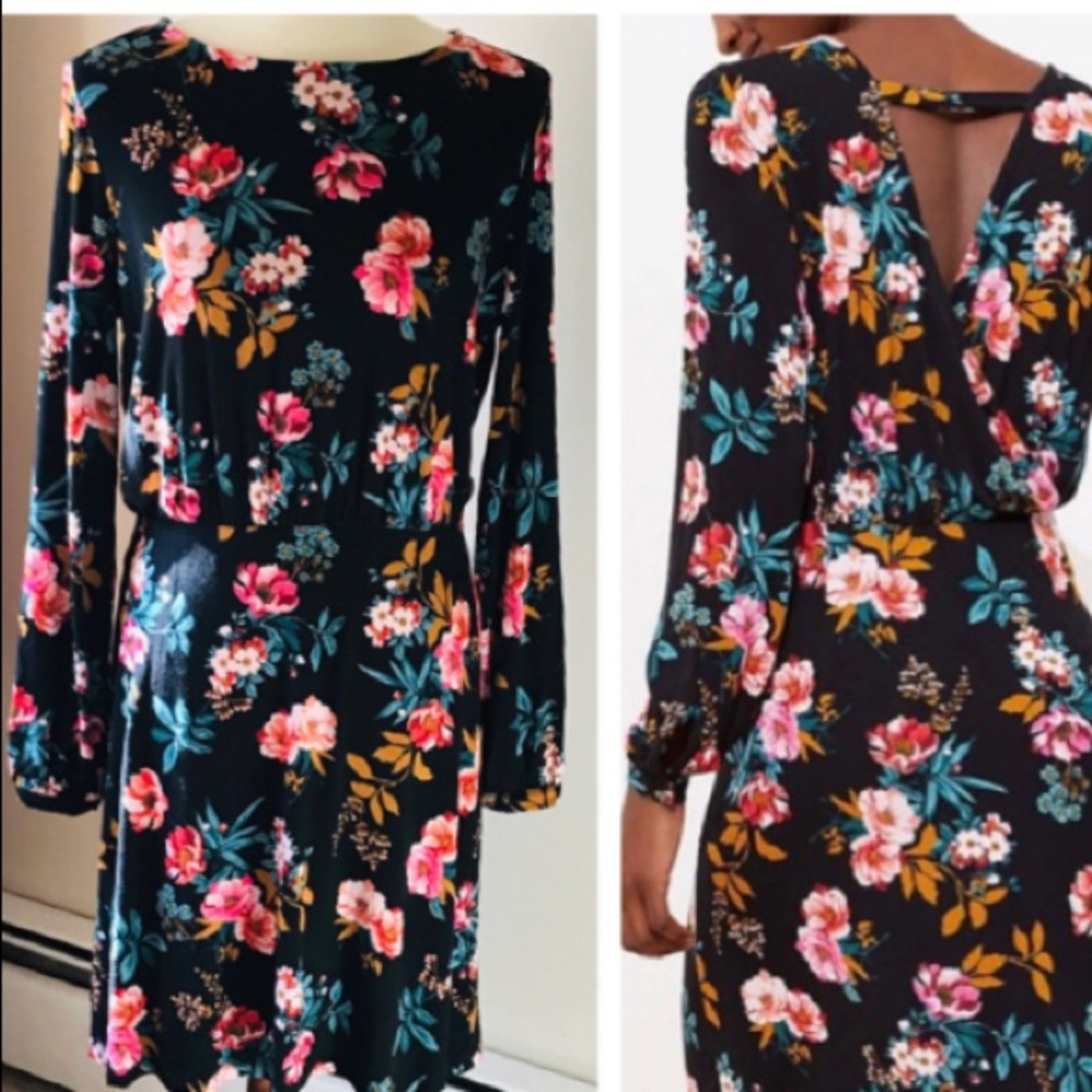 LOFT Floral Long Sleeves Dress